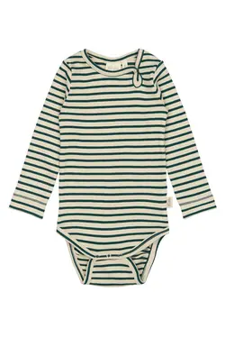 Långärmad Body - Dark Sea/Off White | Kläder - Bodys & overaller - Långärmad body | BabyMode