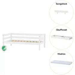 ECO Comfort Juniorsäng vit, med sänggrind, lådsats och madrass | Barnrum | BabyMode