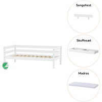 ECO Comfort Juniorsäng vit, med sänggrind, lådsats och madrass