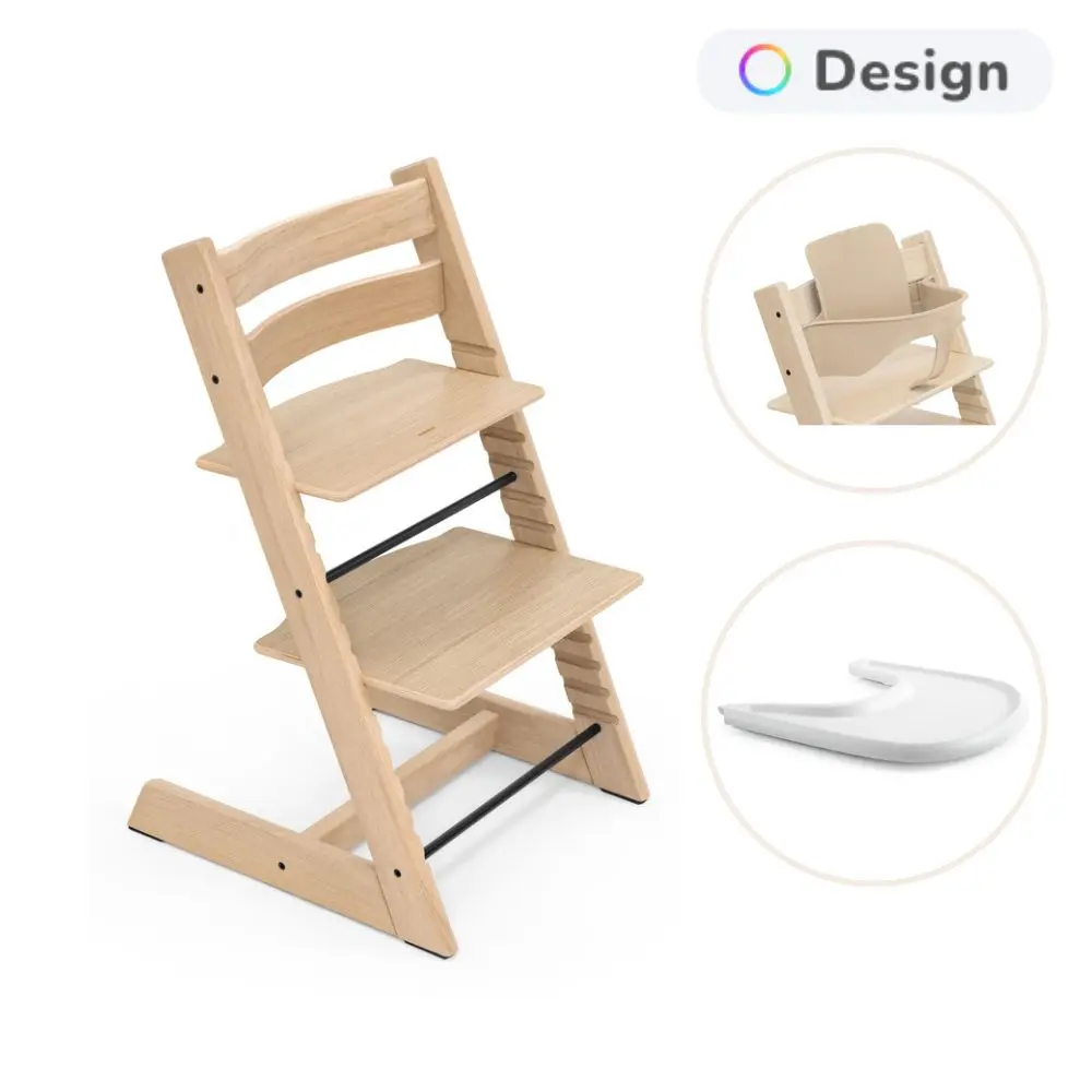 Stokke&reg; Tripp Trapp Stol Oak Inkl. Babyset & Bricka - Nature