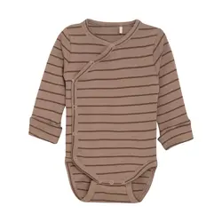 Långärmad Omlottbody Rib - Mocha Meringue | Kläder - Bodys & overaller - Omlottbody | BabyMode