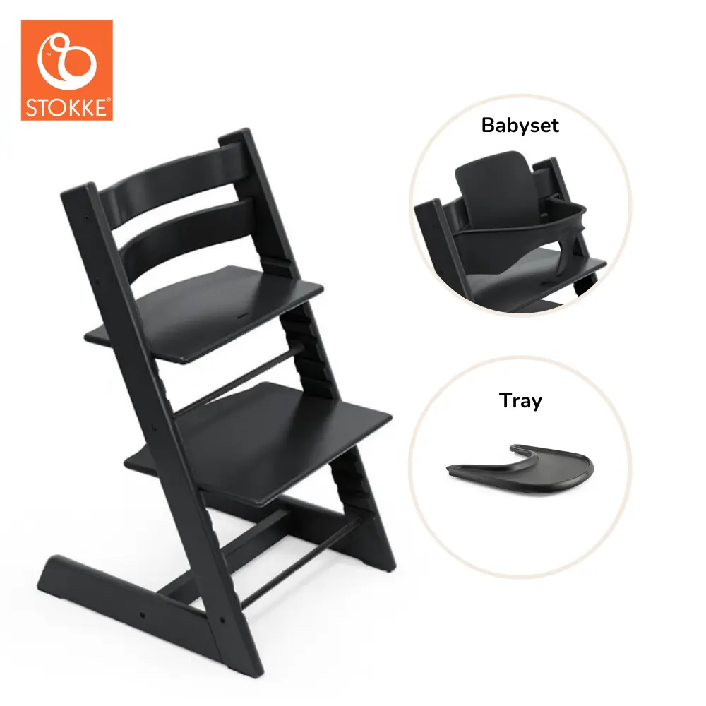 Stokke® Tripp Trapp Stol Inkl. Babyset & Bricka - Black | Baby & Barn - Äta - Barnstolar & tillbehör - Barnstolar med tillbehör | BabyMode