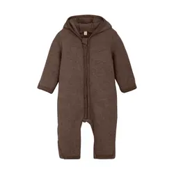 Barnvagnsoverall med Öron - Brown Melange | Kläder - Ull - Ulloveraller | BabyMode