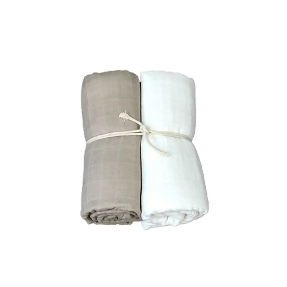 Muslinfilt 2-pack 70x70cm - Vit/Sand | Barnrum - Textilier - Muslinfiltar | BabyMode