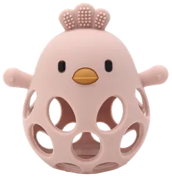 Aktivitetsboll Kyckling i LFGB Silikon - Rosa | Leksaker - Babyleksaker - Bitringar & skallror | BabyMode