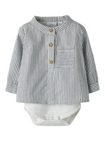 Far Långärmad Skjortbody - Cloud Dancer Navy Blazer