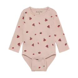 Långärmad Rib Body m. Tryck - Peach Whip | Kläder - Bodys & overaller - Långärmad body | BabyMode