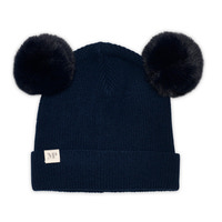 Bergen hat - pompons - Dark denim melange
