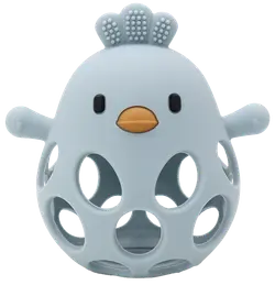 Aktivitetsboll Kyckling i LFGB Silikon - Ljusblå | Leksaker - Babyleksaker - Bitringar & skallror | BabyMode