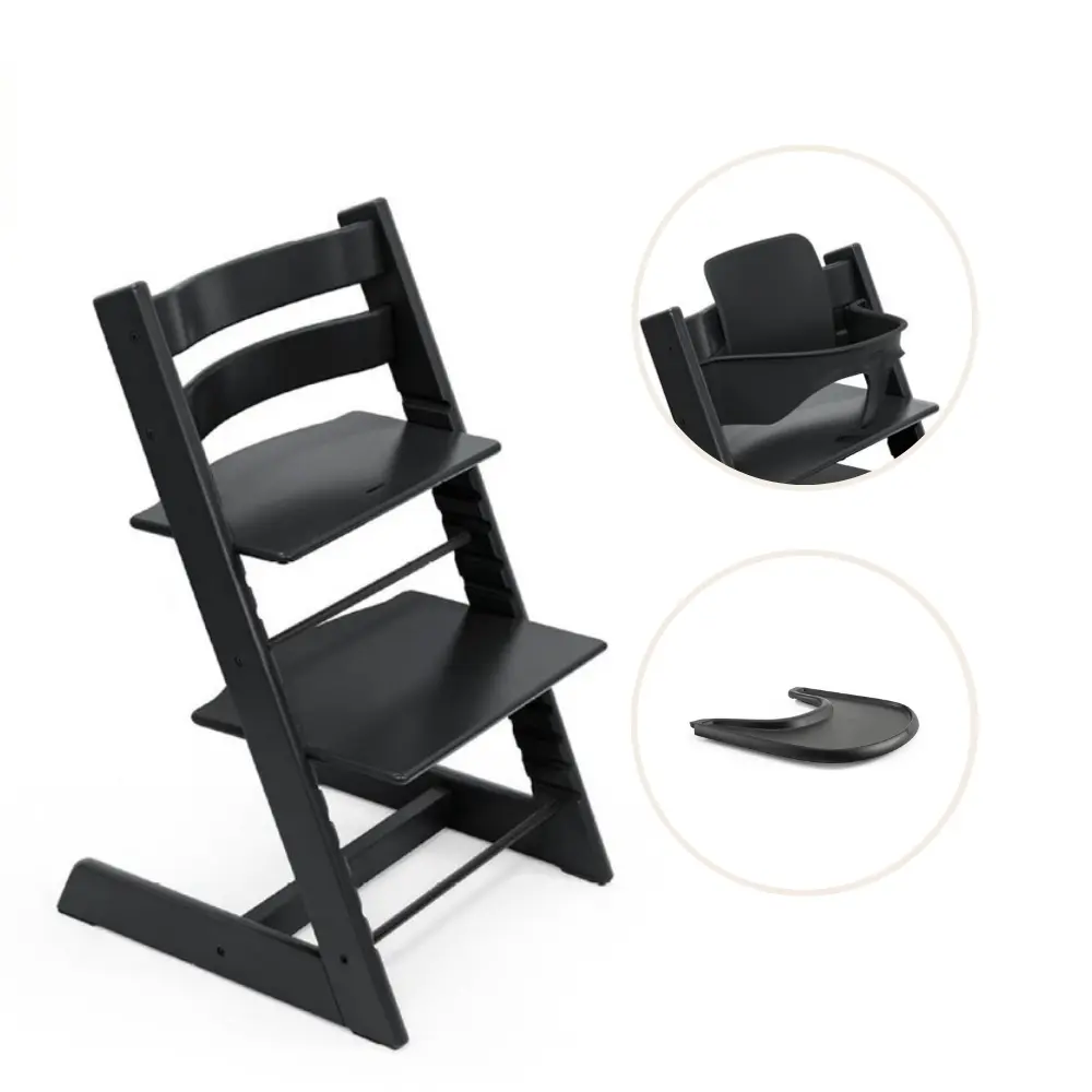 Stokke® Tripp Trapp Stol Bok Inkl. Babyset & Bricka - Black