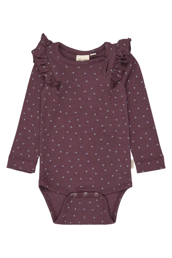 Petit Piao Sonja Långärmad Body - Huckleberry Heart  - 74 CM