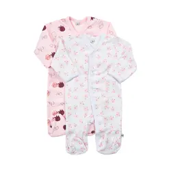 Långärmad Pyjamas med Fot 2-pack - Lightrose | Kläder - Underkläder & pyjamas - Pyjamasar | BabyMode