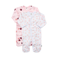 Långärmad Pyjamas med Fot 2-pack - Lightrose