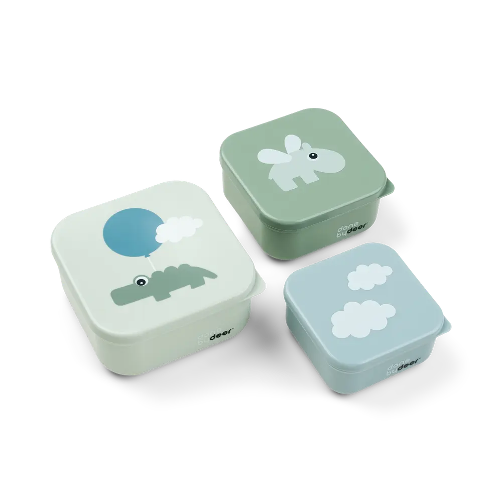 Snacksbox 3-pack Happy Clouds - Green | Baby & Barn - Äta - Barnserviser | BabyMode