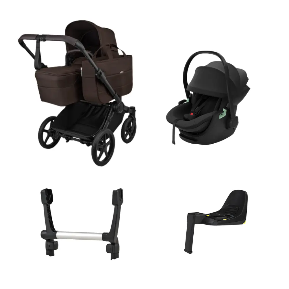 Bugaboo Donkey 6 Duovagn inkl Thule Maple Babyskydd & bas - Cocoa Brown/Black | Barnvagnar - Barnvagnspaket | BabyMode