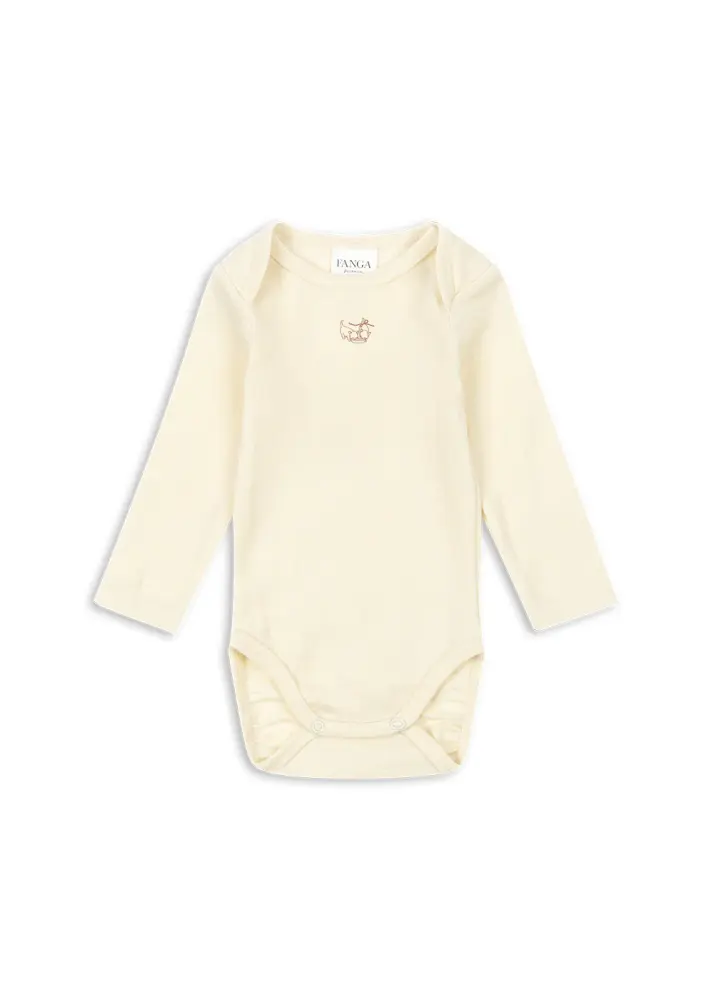 Fanga Erba Ull Långärmad Body - Beige Melange - 12 MDR. | Barnkläder - Bodys & overaller - Långärmad body | BabyMode