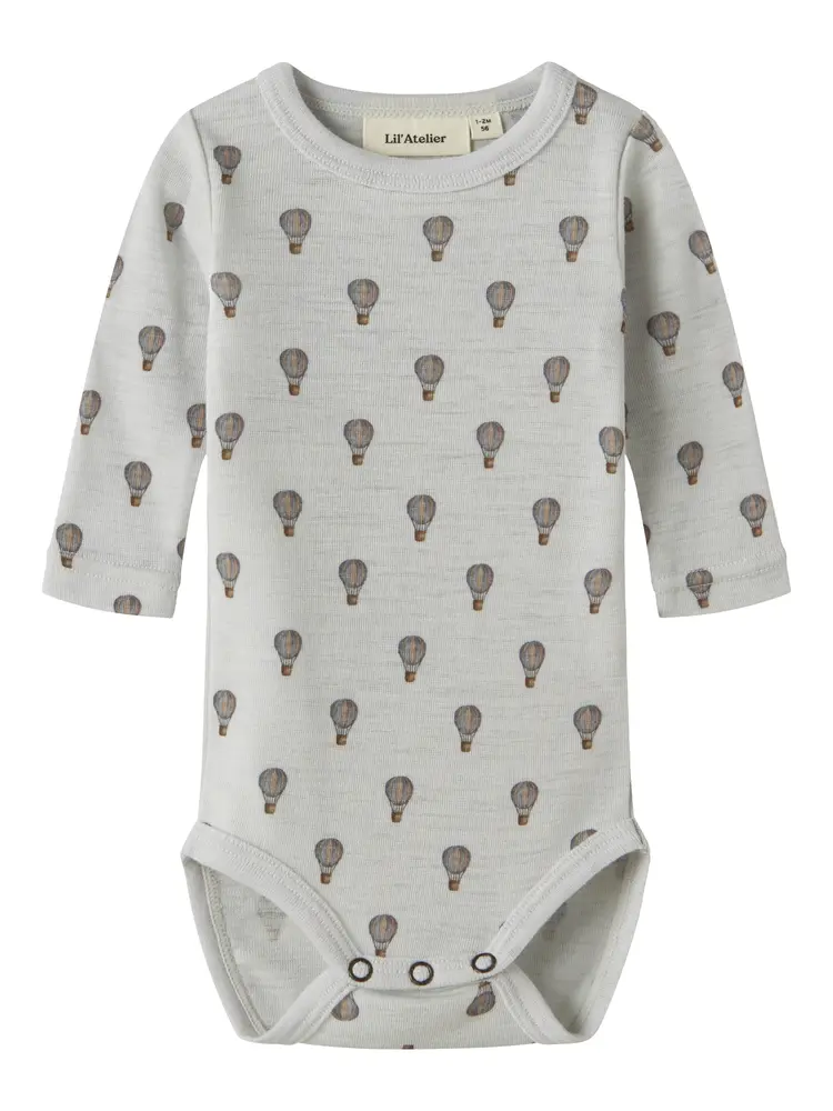 Lil' Atelier Noel Nor Långärmad Body I Ull - Oyster Mushroom - 86