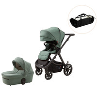 Evoke Duovagn, grön inkl. Sleepcarrier X, matt black 