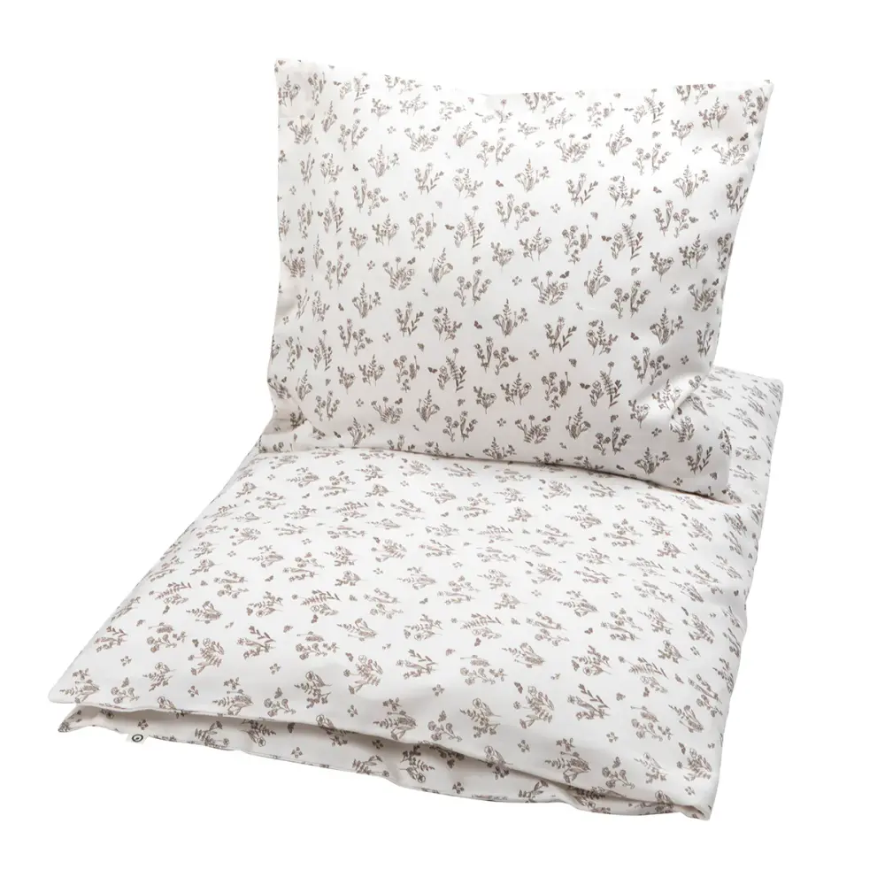 Baby sängkläder, 70x100 cm - Floral, beige | Barnrum - Textilier - Sängkläder - Sängkläder för barn | BabyMode