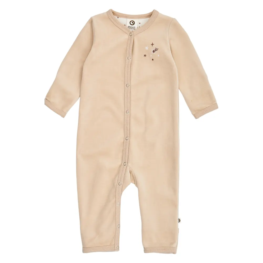 Velour Jumpsuit - Oat - 56 | Barnkläder - Bodys & overaller - Jumpsuit utan fot | BabyMode