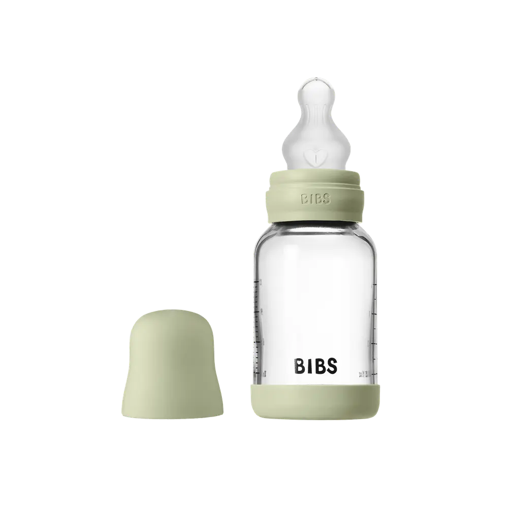 Nappflaska Glas Baby Silikon Slow Flow 120 ml - Sage | Baby & Barn - Äta - Nappflaskor | BabyMode