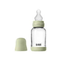 Nappflaska Glas Baby Silikon Slow Flow - Sage