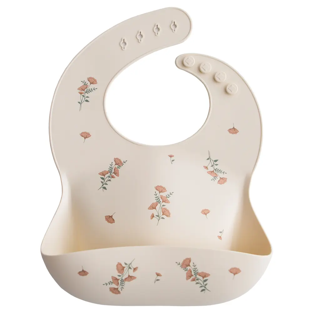 Silikon Haklapp - Pink Flowers | Baby & Barn - Äta - Haklappar | BabyMode