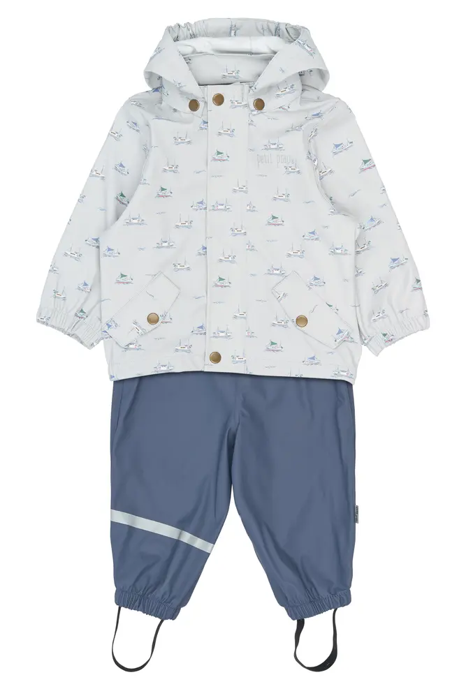 Dai Regnset m. Hängslen - Pearl Blue Boat AOP - 86 CM