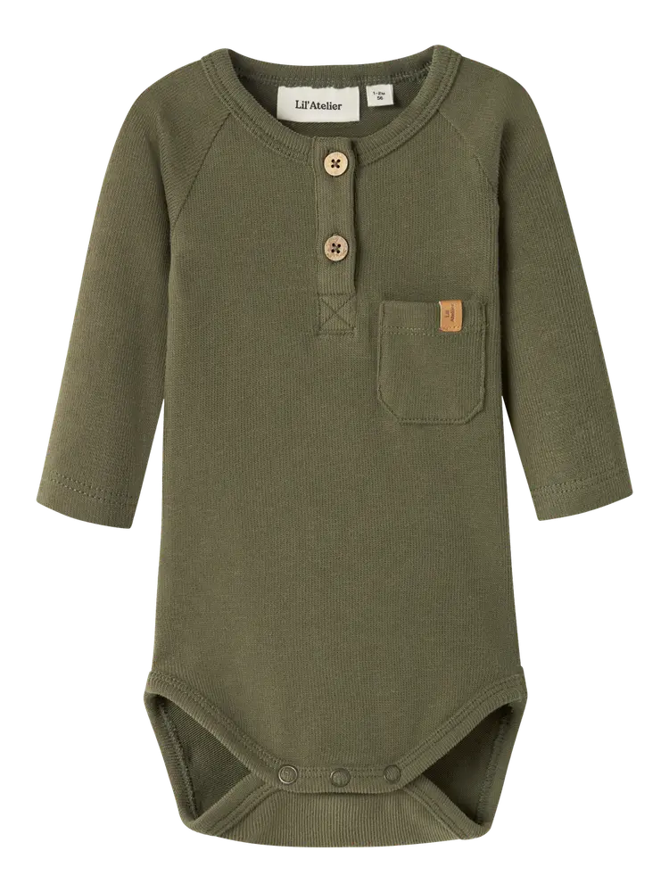 Lil' Atelier Luno Långärmad Slim Body - Winter Moss - 86