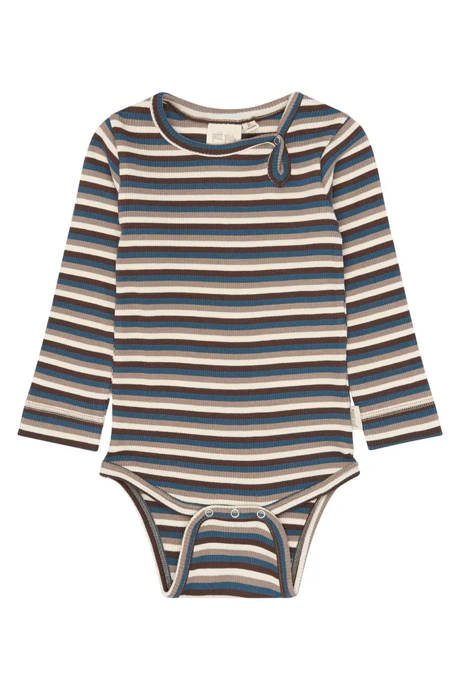 Petit Piao Song Långärmad Body - Key Largo Multistriped - 56 CM