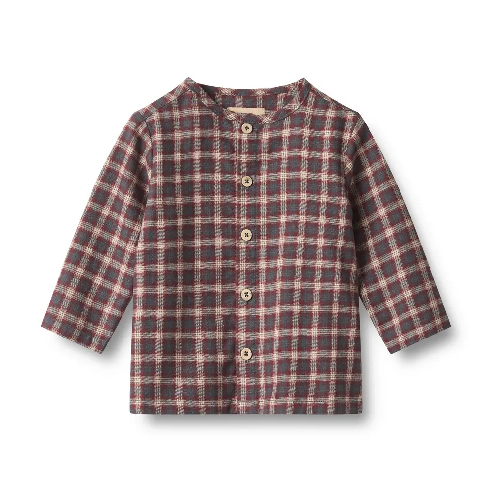 Wheat Shelby Skjorta - Blue Holiday Check - 92