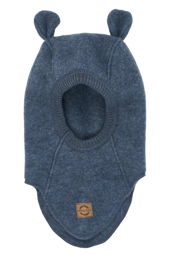 Mikk-Line Ull balaklava Med Öron - Blue Melange - 74/80