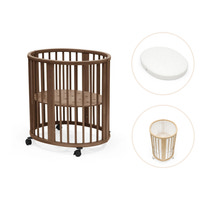 Sleepi mini inkl. madrass, lakan och spjälskydd – Warm brown 