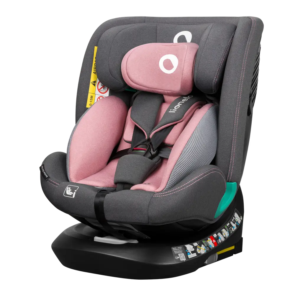 Lionelo Bastiaan One i-Size Bilbarnstol - Pink Rose | Bilbarnstolar - Bakåtvända bilbarnstolar 9-36 Kg - Bakåtvända bilbarnstolar upp till 23 kg | BabyMode
