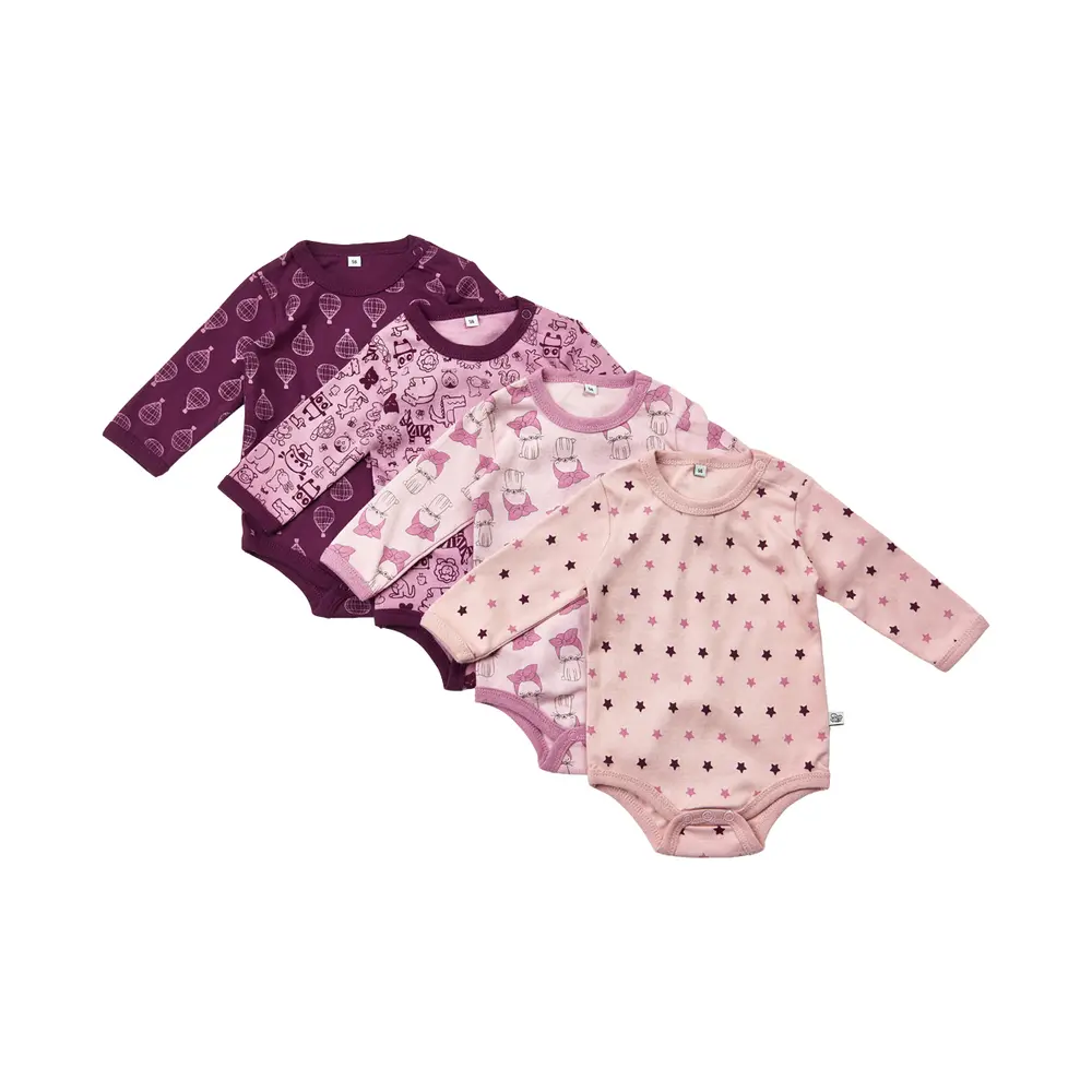 Långärmad Body 4-pack - Lilac - 50 | Barnkläder - Bodys & overaller - Långärmad body | BabyMode