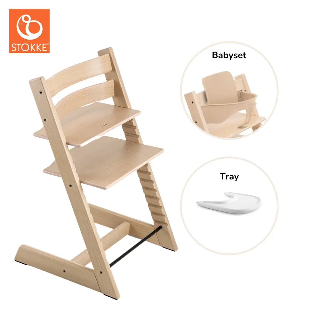 Stokke® Tripp Trapp Stol Inkl. Babyset & Bricka- Oak Natural | Baby & Barn - Äta - Barnstolar & tillbehör - Barnstolar med tillbehör | BabyMode