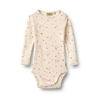 Wheat Lucca Långärmad Ull Body - Eggshell Stars