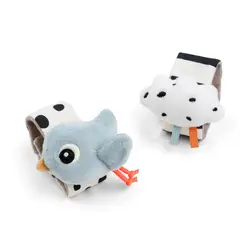 Handledsskallra 2-pack Happy Clouds - Blue | Leksaker - Babyleksaker - Bitringar & skallror | BabyMode