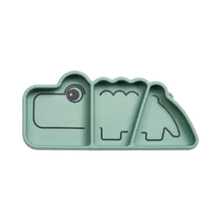 Tallrik Indelad Croco Silikon - Green | Baby & Barn - Äta - Barnserviser | BabyMode