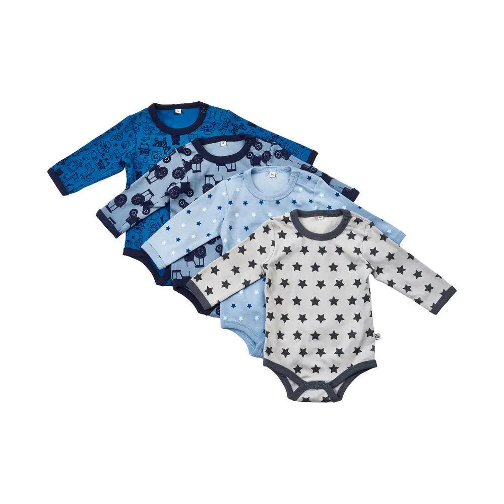 Långärmad Body 4-pack - Blue - 80 | Barnkläder - Bodys & overaller - Långärmad body | BabyMode