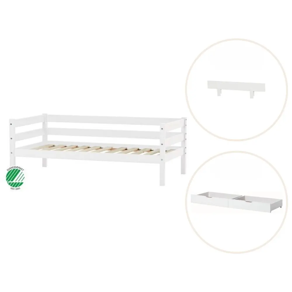 ECO Comfort Juniorsäng vit, med sänggrind och lådsats | Barnrum - Barnrumspaket | BabyMode