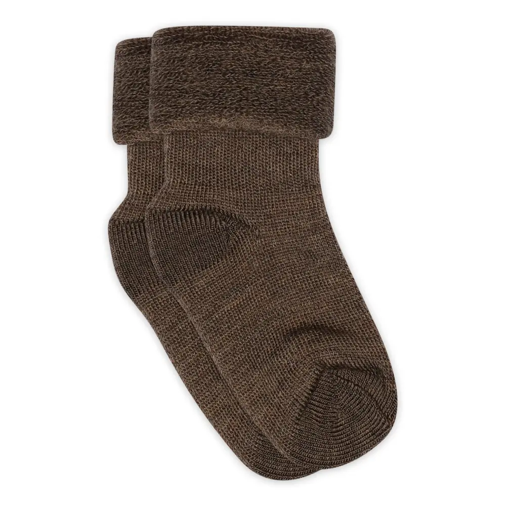 Ull Ankelstrumpor Terry - Brown Melange - 22/24 | Barnkläder - Ull - Strumpor & ullstrumpbyxor | BabyMode