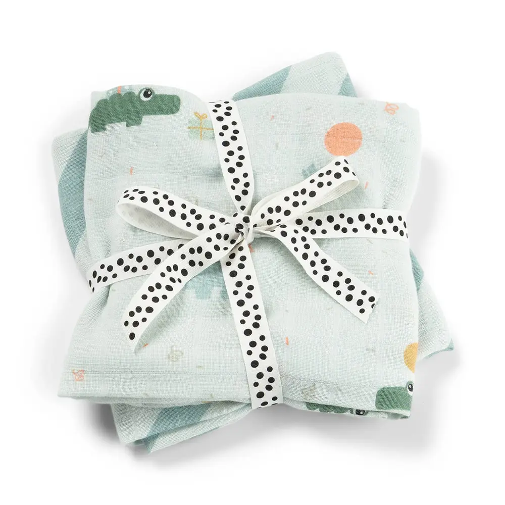 Done By Deer Muslinfilt 2-pack - Celebration Blå | Baby & Barn - Skötbordstillbehör - Muslinfiltar & våtservetter | BabyMode