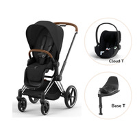 Priam Sittvagn + Cloud T + Basenhet T - Sepia Black/Chrome Brown PLUS