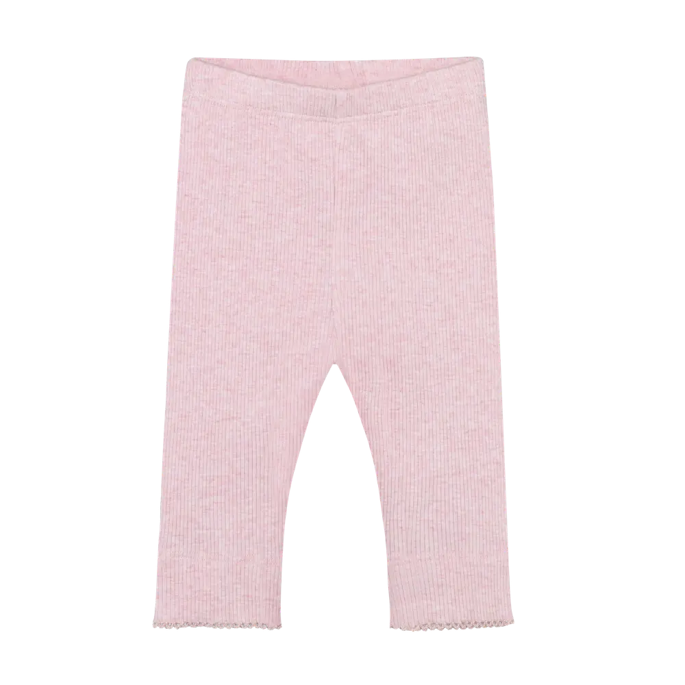 Leggings Melange Rib - Bleached Mauve Melange - 68 | Barnkläder - Underdelar - Leggings | BabyMode