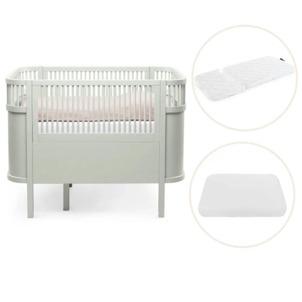 Växasäng 2 i 1 Baby & Juniorsäng - Mist Green