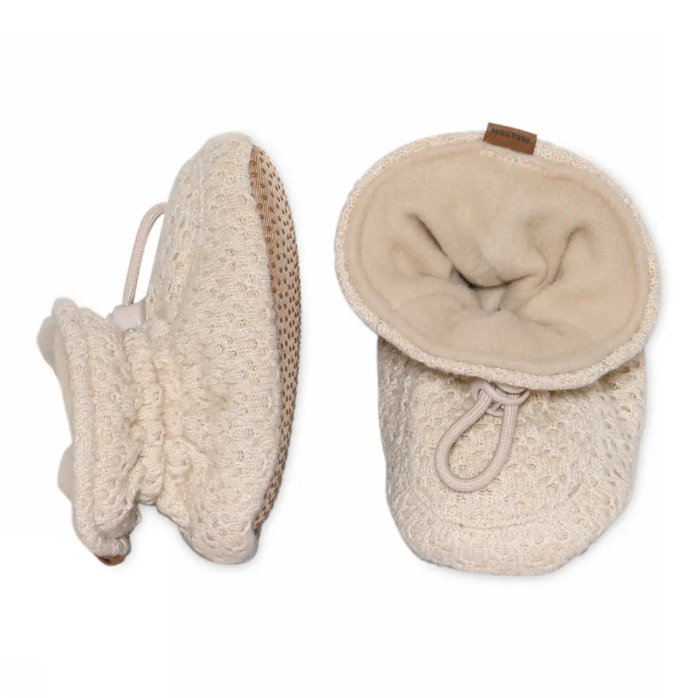 Stickade Glittertofflor - Ecru - 22/23 | Barnskor - Inneskor & tofflor - Tossor | BabyMode