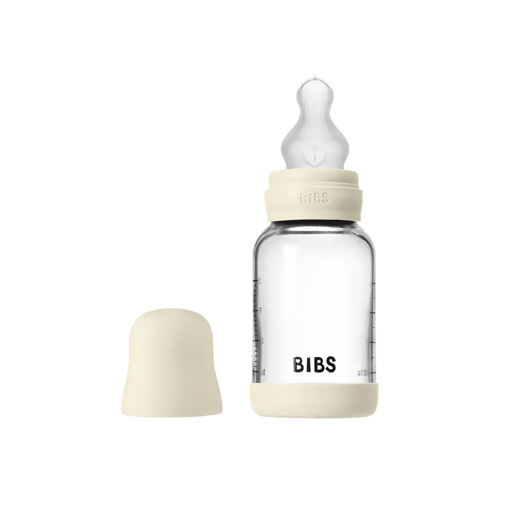 Nappflaska Glas Baby Silikon Slow Flow 120 ml - Ivory | Baby & Barn - Äta - Nappflaskor | BabyMode