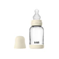 Nappflaska Glas Baby Silikon Slow Flow - Ivory