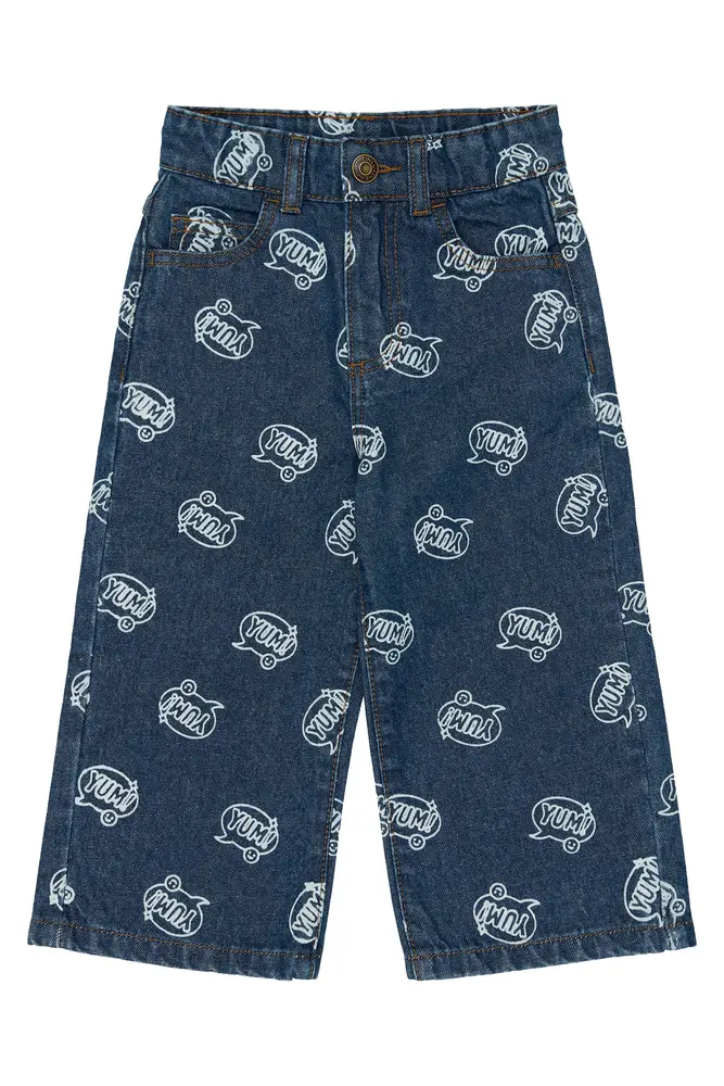 The New Siblings Yale Baggy Jeans - Medium Blue Denim AOP - 86